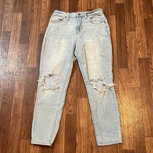 ripped high rise mom jeans